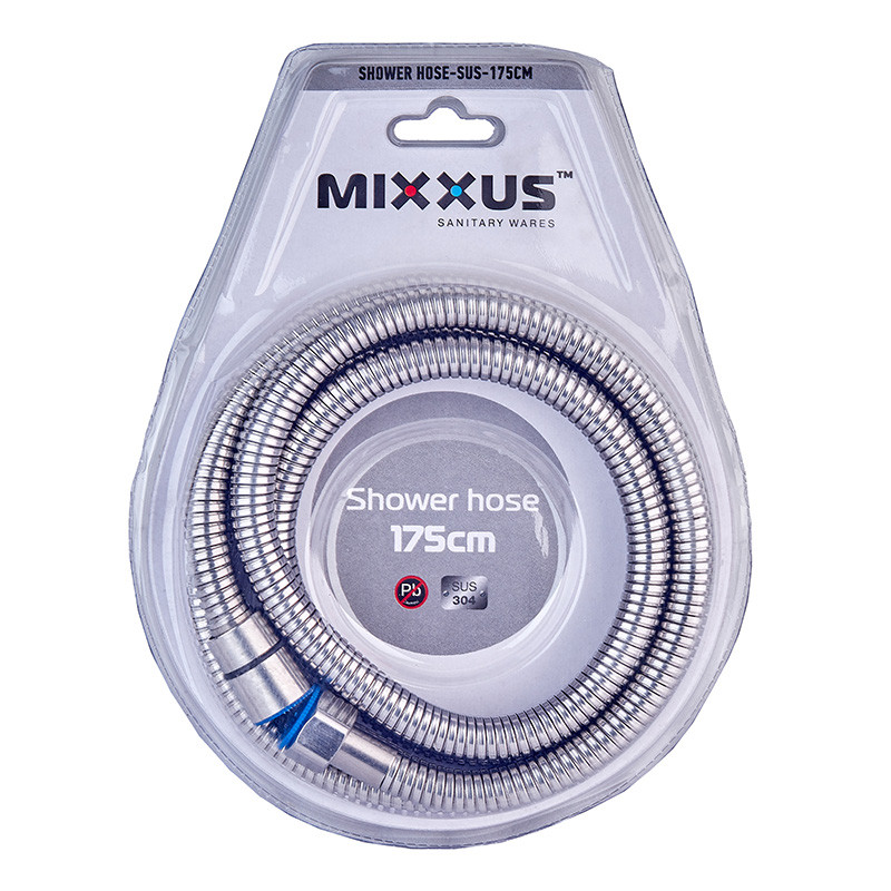 Шланг для душу Mixxus SUS304, 175 см, хромований, якісний душовий шланг (MI6054)