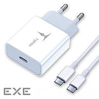 Зарядное устройство T-Phox PD 18W Charger + Type-C-C 60W cable 1m (White) (T-P01(W)+Type-C)