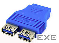 Переходник VOLTRONIC USB 3.0 для материнской платы, 20pin to 2 port USB 3.0 (YT-A-USB3.0=>2*20pin)