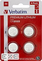 Батарейка VERBATIM Premium Lithium CR2025 4шт/уп (49532)