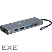 Порт-репликатор CABLEXPERT USB-C to USB3.0/HDMI/DP/VGA/PD/LAN/CR/Aux Space Gray (A-CM-COMBO8-01)