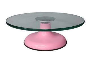Стійка для торта обертаюча скляна РОЖЕВИЙ НЕОН (d 30 см, h 10 см)