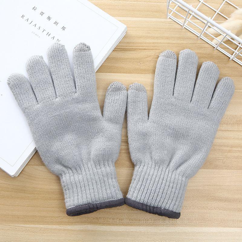 Чоловічі світло-сірі зимові рукавички двошарові, фото 1