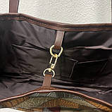 Сумка жіноча з малюнком у наборі з гаманцем коричневого кольору, фото 4