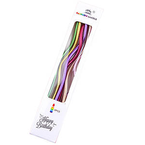 Свічки для торта "Хвилясті" 6 шт. РІЗНОКОЛЬОРОВІ металік