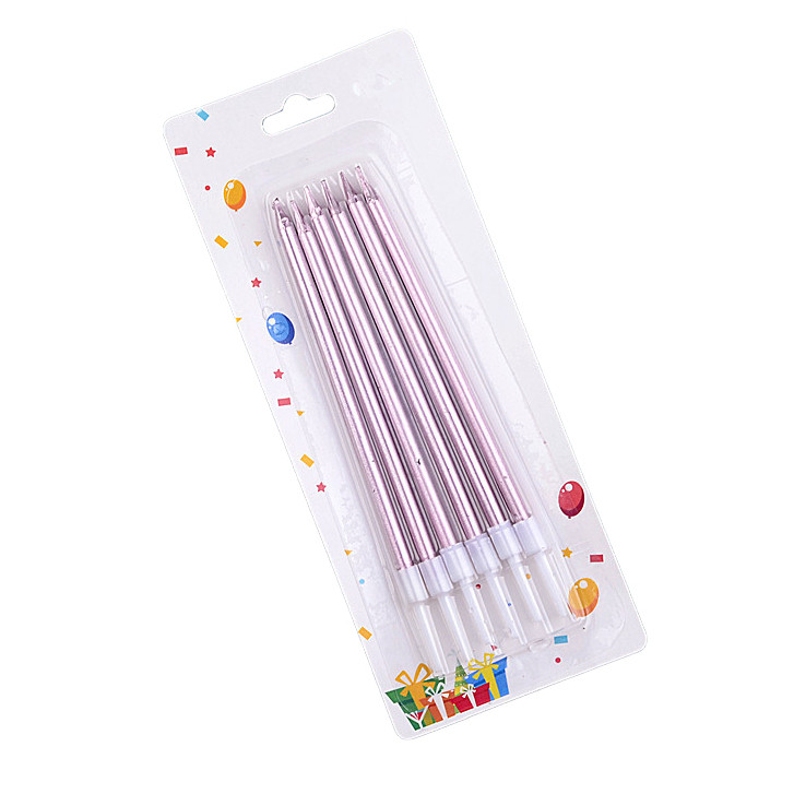 Свічки для торта Металік РОЖЕВИЙ 6 шт.