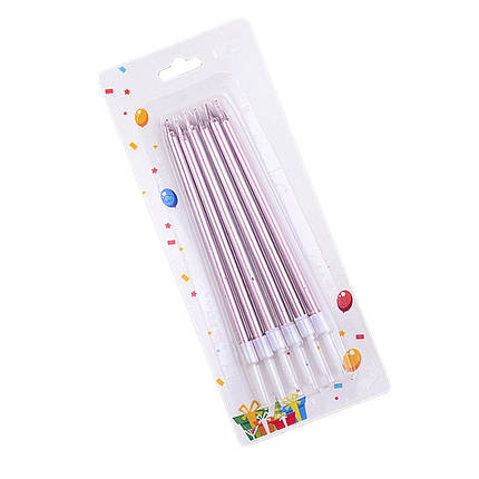 Свічки для торта Металік РОЖЕВИЙ 6 шт., фото 1