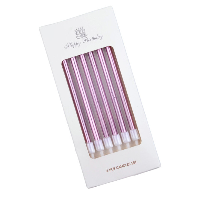 Свічки для торта Металік РОЖЕВИЙ в коробці 6 шт.