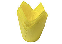 Тарталетки бумажные для кексов, капкейков Желтые тюльпан (d = 60 мм)