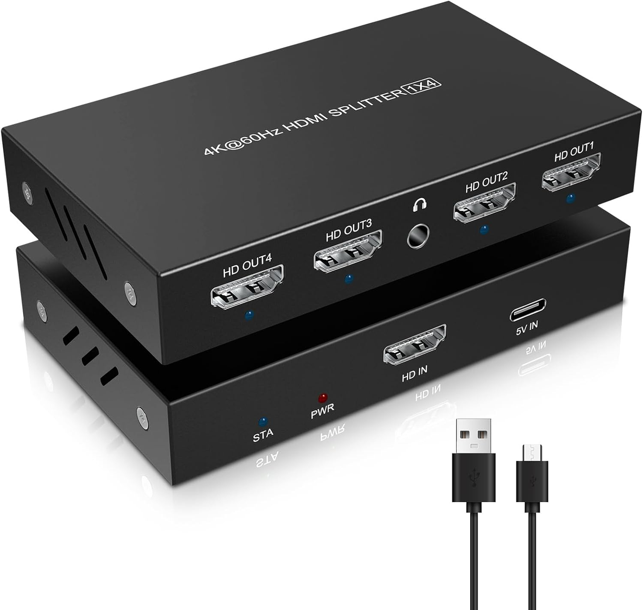 KEBENES 4K HDMI-розгалужувач, вихід 1 на 4, 4K при 60 Гц, підтримка HDMI 2.0, HDCP 2.2, 3D, 18,2 Гбіт/с Xbox PS4 PS3 Blu-Ray HDTV, фото 1