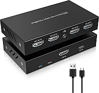 KEBENES 4K HDMI-разветвитель, выход 1 на 4, 4K при 60 Гц, поддержка HDMI 2.0, HDCP 2.2, 3D, 18,2 Гбит/с