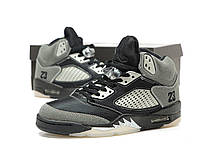 Мужские кроссовки Nike Air Jordan 5 Grey Black Найк Джордан Ретро 5 серые замша текстиль демисезон
