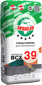 Клей Anserglob ВСХ 39 25 кг для приклеювання пінополістирольних плит