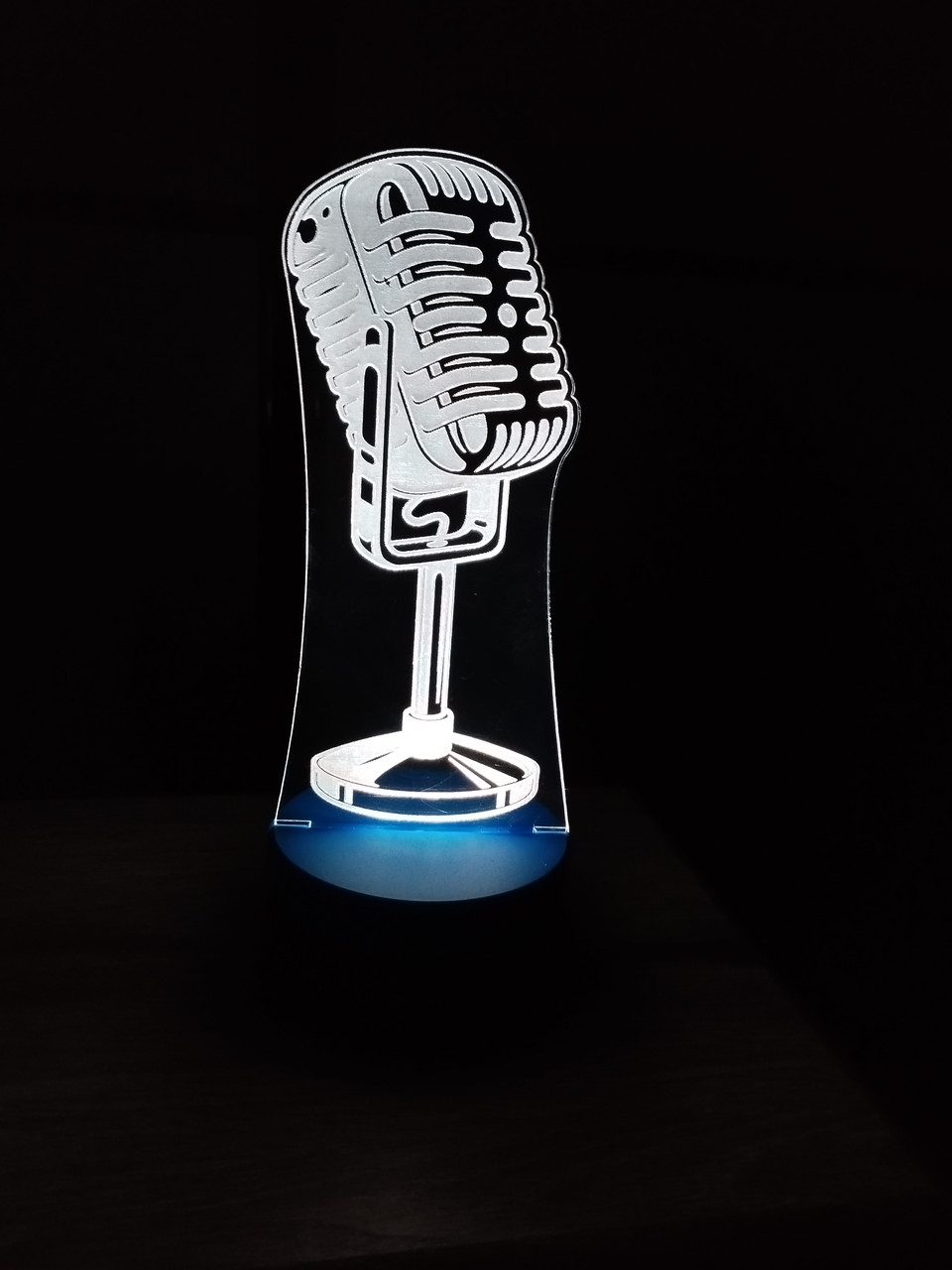 3d-світильник Ретромікрофон, 3д-нічник, кілька підсвіток (батарейка + 220 В), фото 1