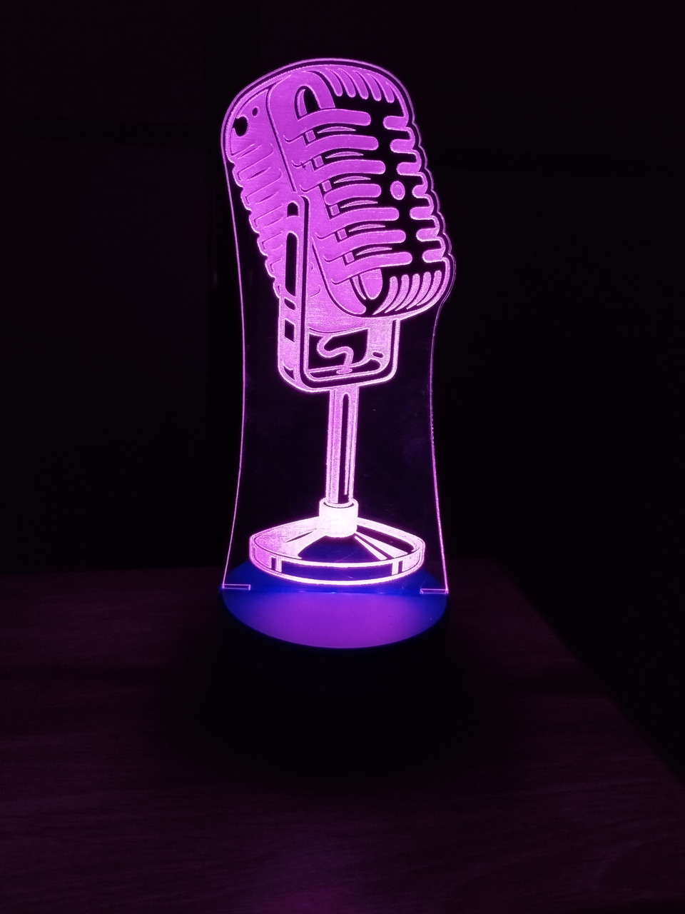 3d-світильник Ретромікрофон, 3д-нічник, кілька підсвіток (на пульті), подарунок для співака, фото 1