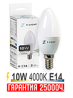 Лампочка 10 Вт светодиодная свеча Z-light 10W E14 4000K [ZL13710144]