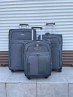 Набор тканевых чемоданов Fly 8303-4 на 4-х колесах 3 штуки Серый (OR)