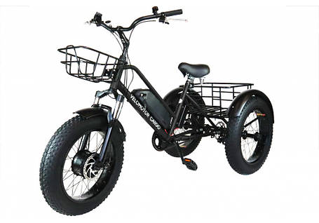 Триколісний електровелосипед VELOMOTOR CARGO 36-48V 500 W з кошиком (Чорний), фото 1