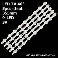 LED подсветка TV 40" NDV REV1.0 A/B/C-type Funai: 40FDB7514/10, Hitachi: JVC LT-40TW51J 5шт.