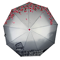 Женский зонт полуавтомат на 9 спиц, антиветер, малиновый, Toprain топ