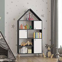 Стелаж будиночок з полицями в дитячу 1824х900х350 мм Антрацит