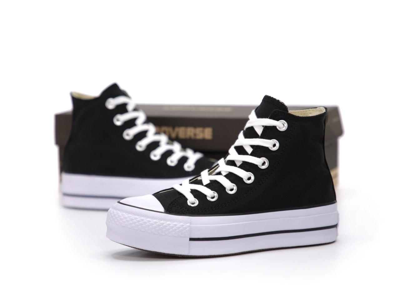 Жіночі кеди Converse Taylor All Star black High Конверс високі на платформі чорного кольору текстиль демісезон