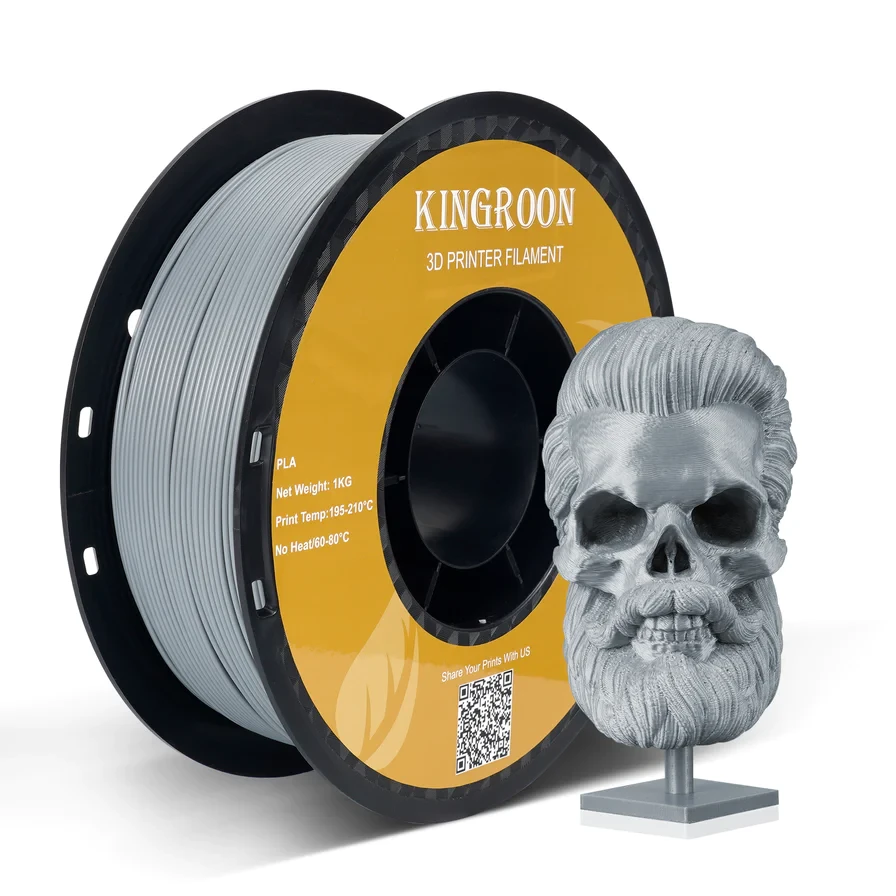 Пластик філамент для 3Д-друку KINGROON PLA Silver, 1.75мм, 1кг, H200-230°C, Срібло