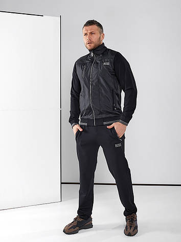 Чоловічий спортивний костюм Hugo Boss чорний класичний брендовий спорт костюм Бос із прямими штанами, фото 1