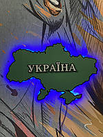 Карта України з дерева з LED підсвіткою на вибір, 60х40 см, патріотичний декор на стіну