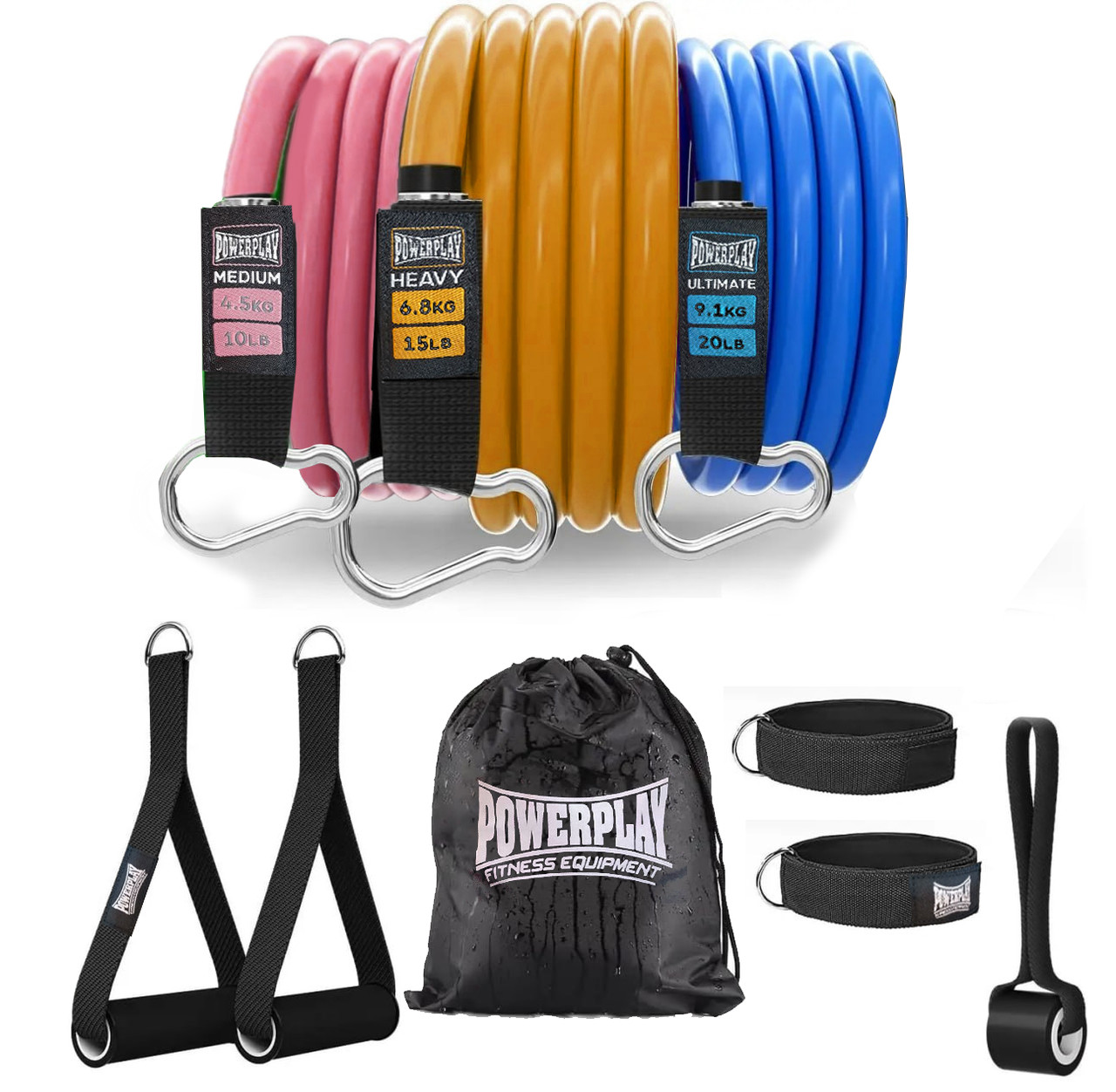 Набір трубчастих еспандерів PowerPlay PP-4101 3 шт для фітнесу й реабілітації з опором до 18 2 кг