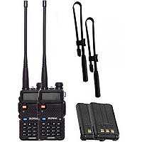 Рація Baofeng UV-5R Tactical (5W, VHF,UHF, 136-174,400-470MHz, до 5 км, 128 кан., АКБ), 2 шт., чорна