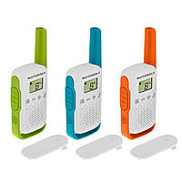 Рація Motorola Talkabout T42 (0,5W, PMR446, 446MHz, до 4 км, 16 каналів, 3xAAA), 3 шт., жовтогар + синій + зелений