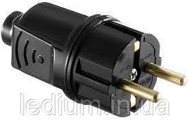 Вилка пряма із заземленням ЧОРНА