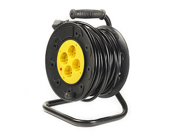 Підовжувач на котушці PowerPlant 30 м, 3x1.5мм2, 10А, 4 розетки (JY-2002/30) (PPRA10M300S4)