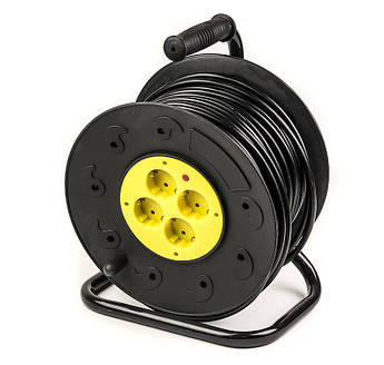 Підовжувач на котушці PowerPlant 50 м, 3x1.5мм2, 10А, 4 розетки (JY-2002/50) (PPRA10M500S4)