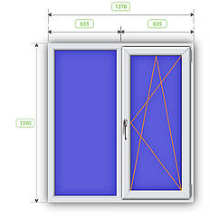 Вікно металопластикове ш 1270 мм х  в 1390 мм