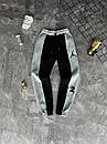 Спортивні штани чоловічі чорно-сірі зимові на флісі фірмові Jordan (Джордан), фото 6