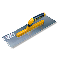 Гладила зубчаста штукатурна 40 см, зуб 8 мм Notched Trowel Open Handle, нержавіюча сталь, жовта (203)
