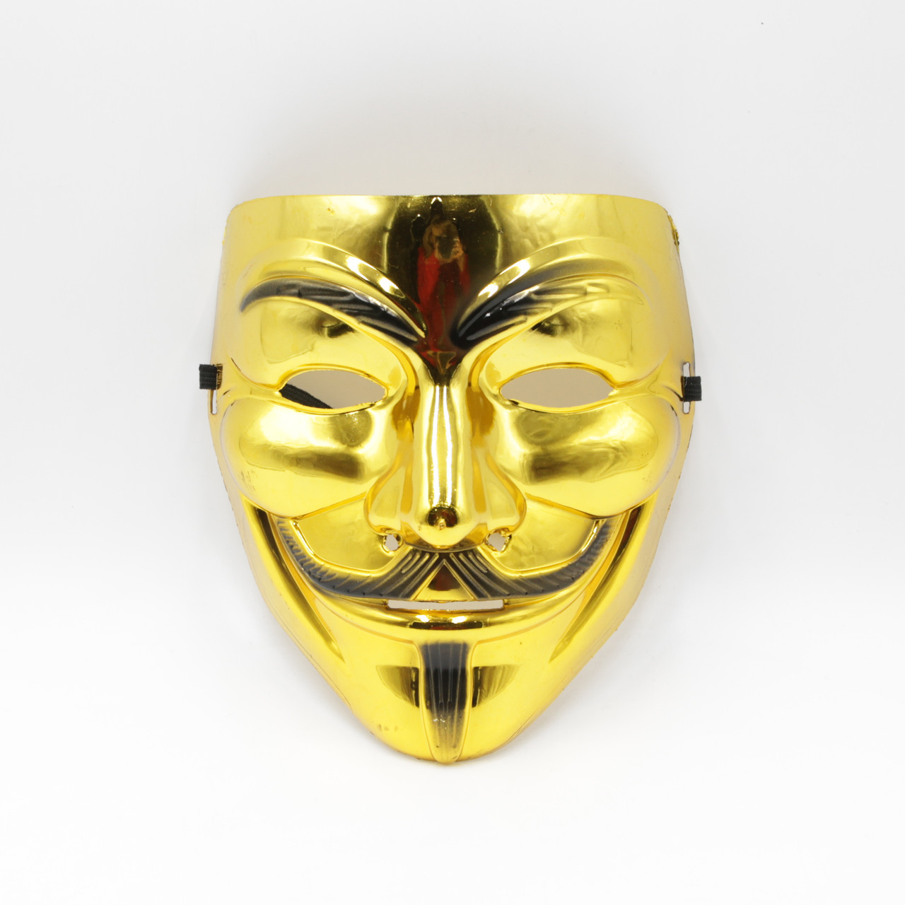 Пластикова Anonymous маска на гумці унісекс, Маска Гая Фокса, Маска Анонімусу золотиста на карнавал