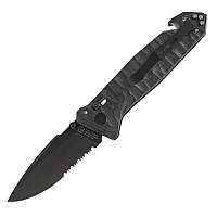 Ніж TB Outdoor CAC S200 Army Knife G10 напівсеррейтор (довжина 230 мм, лезо 85 мм), чорний