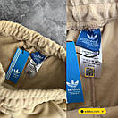 Штани спортивні чоловічі бежеві зимові теплі на флісах брендові з логотипом Adidas (Адідас), фото 2