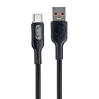 Кабель Hoco U120 5A Transparent explore intelligent power-off charging data cable Type-C Black