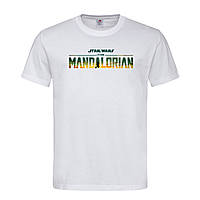 Белая мужская/унисекс футболка С надписью Mandalorian (13-10-2-білий)