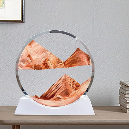 Настільна LED лампа нічник Пісочний годинник 3D "Moving Sands Capes", жовтий пісок