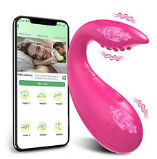 Bluetooth вібратор Dildo 2 активні сторони APP Bluetooth Control Music Mode 9 режимів, фото 3
