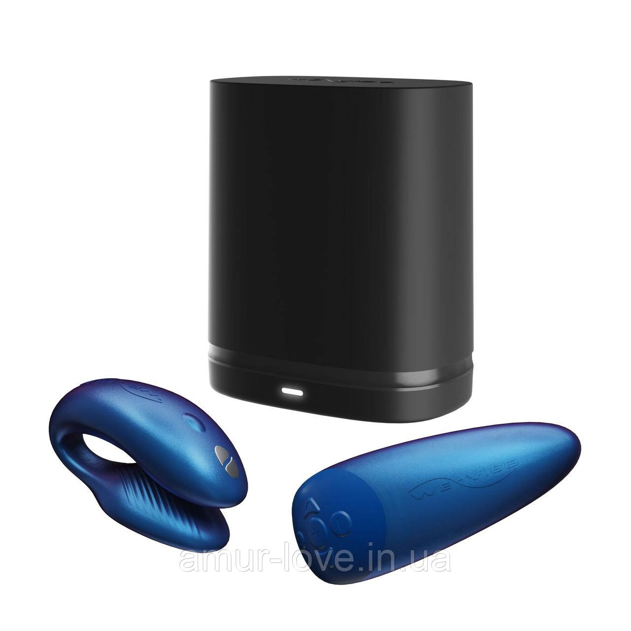 Смарт-вібратор для пар We-Vibe Chorus Cosmic Blue, сенсорне керування вібраціями стискання пульта