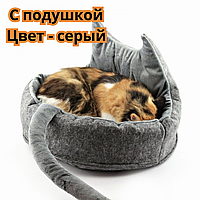 Лежанка с подушкой для кота Спальное место для кота с подушкой Корзинка Лежанка Лежак для кошки с подушкой