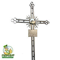 Подвійний декоративний хрест із нержавіючої сталі з використанням труби діаметром 25 мм., №1