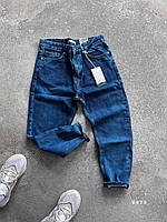 Мужские джинсы МОМ (синие) удобные свободная посадка комфортные джинсовые брюки без потертостей s8979