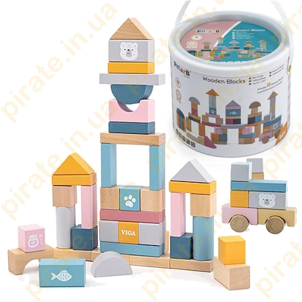 Дерев'яні кубики Viga Toys PolarB Пастельні блоки, 60 шт., 2,5 см (44010)